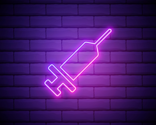 Icona al neon della siringa Elementi del set Sciense Icona semplice per i siti Web grafica delle informazioni dell'app mobile di web design