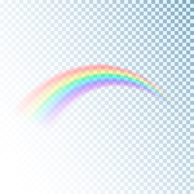 Icona arcobaleno. Luce colorata e elemento di design luminoso per decorativi. Immagine astratta dell'arcobaleno isolata su fondo trasparente