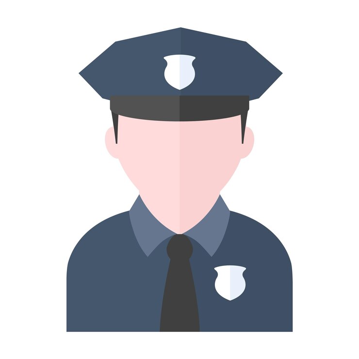 Vettore icona avatar della polizia in stile piatto a colori