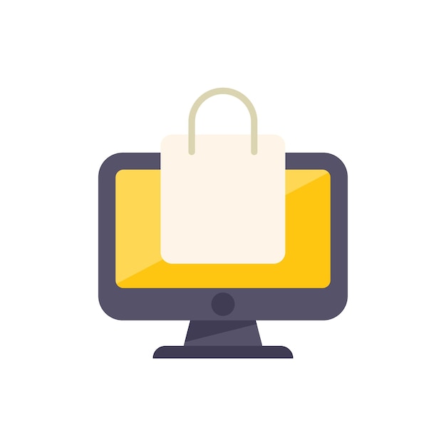 Icona borsa negozio vettore piatto Negozio Web Commercio su Internet isolato