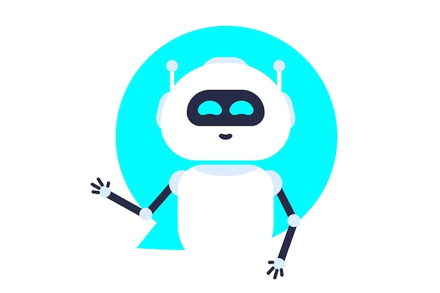Icona chatbot Concetto di logo chat bot Testa di robot nel fumetto isolato su sfondo bianco Servizio di supporto bot Robot assistenza virtuale di applicazioni Web o mobili Illustrazione vettoriale
