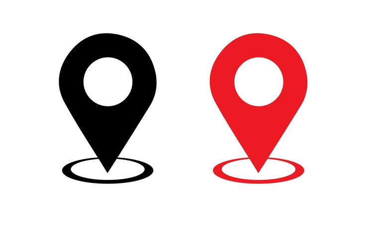Icona Clip art mappa icona localizzazione vettore marcatore rosso con un punto bianco su di esso