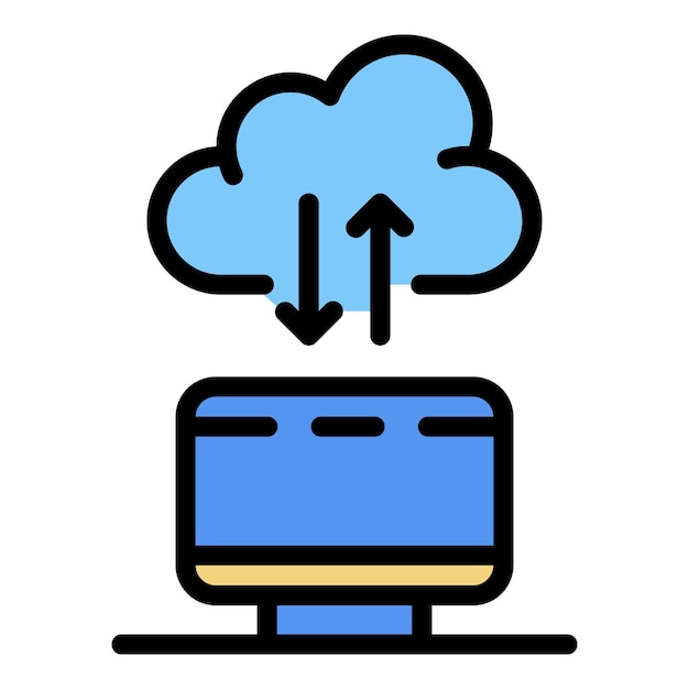 Icona cloud del computer Profilo dell'icona vettore cloud del computer colore piatto isolato