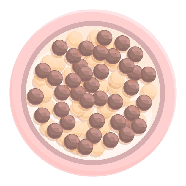 Icona colazione muesli vettore cartone animato Ciotola di cereali Mais al latte