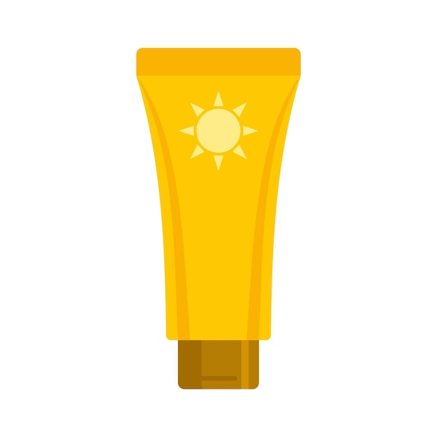 Icona crema per tubo di protezione UV Immagine piatta dell'icona vettore crema per tubo di protezione UV isolata su sfondo bianco