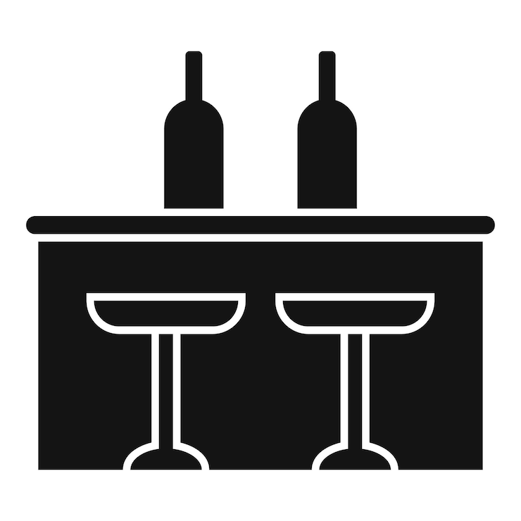 Vettore icona del bancone del wine bar vettore semplice cafe pub cibo del ristorante