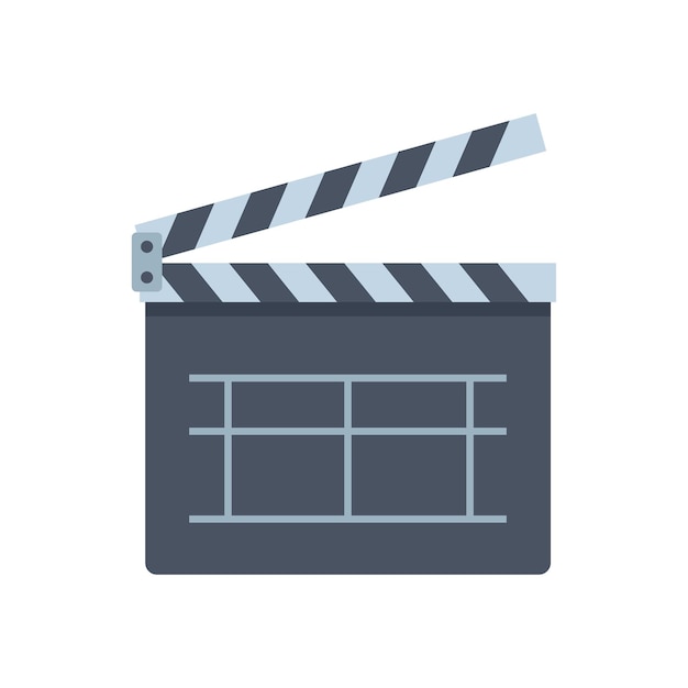 Icona del battaglio del film vettore piatto Scheda pellicola Azione clap isolata
