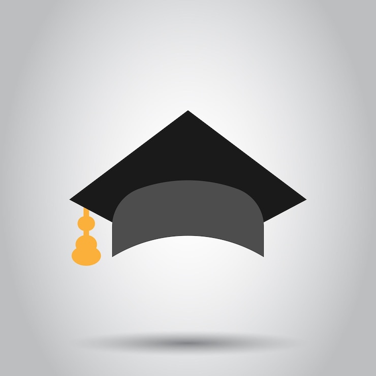 Vettore icona del berretto di laurea in stile trasparente illustrazione vettoriale del berretto di istruzione su sfondo isolato concetto aziendale di laurea universitaria