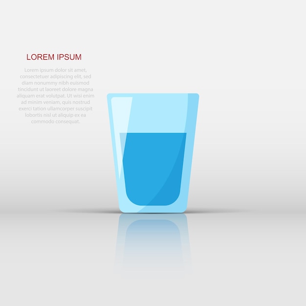 Icona del bicchiere d'acqua in stile piatto Illustrazione vettoriale del bicchiere di soda su sfondo bianco isolato Concetto di business dell'acqua liquida