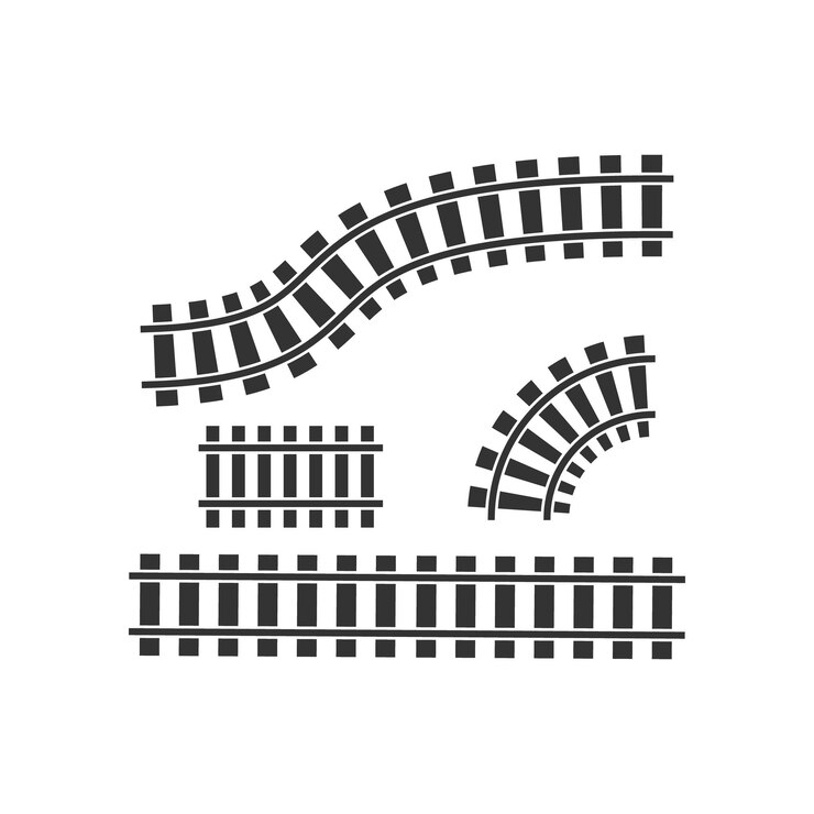 Icona del binario del treno Vettore dell'elemento ferroviario simbolo di illusione stradale della ferrovia