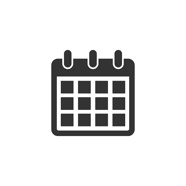 Icona del calendario in stile piatto Illustrazione del vettore dell'agenda su sfondo bianco isolato Concetto di business del pianificatore di pianificazione