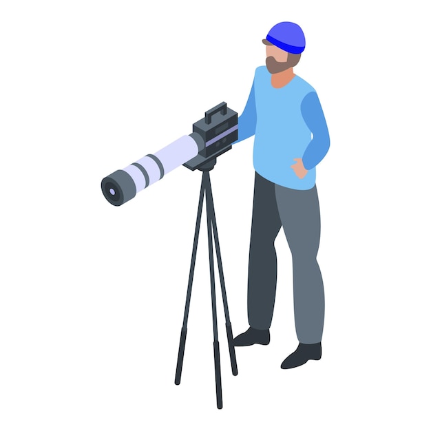 Icona del cameraman sportivo Icona vettoriale isometrica del cameraman sportivo per il web design isolato su sfondo bianco