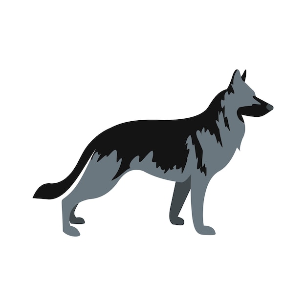 Icona del cane pastore tedesco in stile piano isolato su priorità bassa bianca