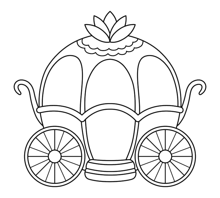 Vettore icona del carrello vettoriale in bianco e nero isolata su sfondo bianco carro di linea medievale illustrazione del carro del re delle fiabe o pagina da colorarexa