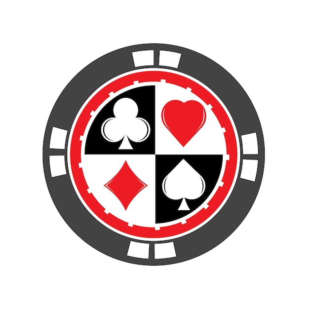 Icona del chip del casinò Logo dell'icona del vettore del chip del poker Fiches del casinò per poker o roulette Illustrazione vettoriale isolata su sfondo bianco