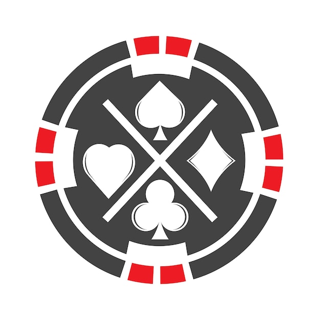 Icona del chip del casinò Logo dell'icona del vettore del chip del poker Fiches del casinò per poker o roulette Illustrazione vettoriale isolata su sfondo bianco