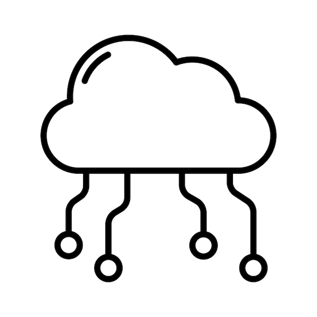 Icona del colore del glifo vettoriale del simbolo del segno di cloud computing