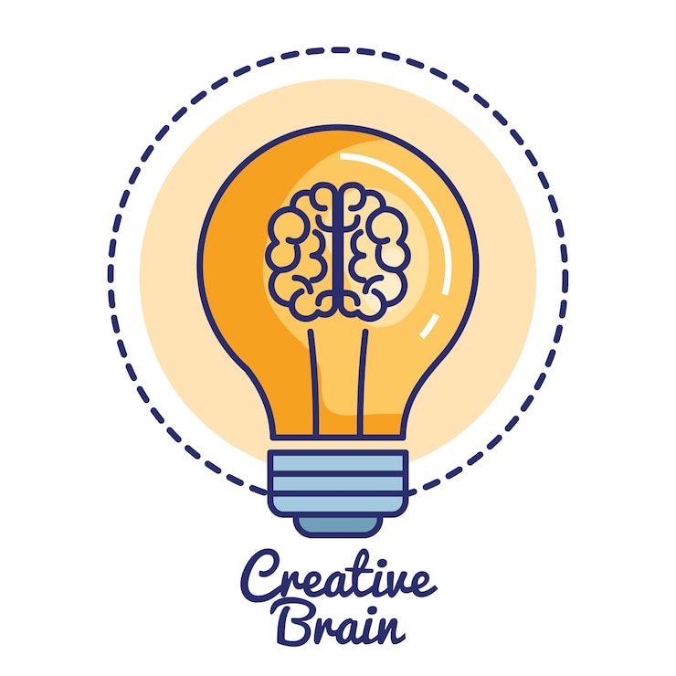 Vettore icona del concetto di cervello creativo