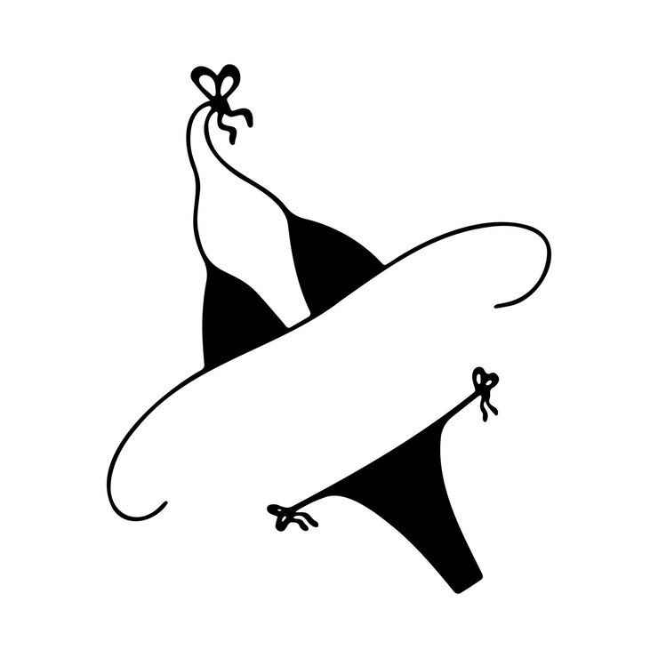Vettore icona del costume da bagno bikini vettoriale doodle