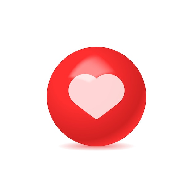 icona del cuore della palla 3d isolata su sfondo bianco Concetto di social network
