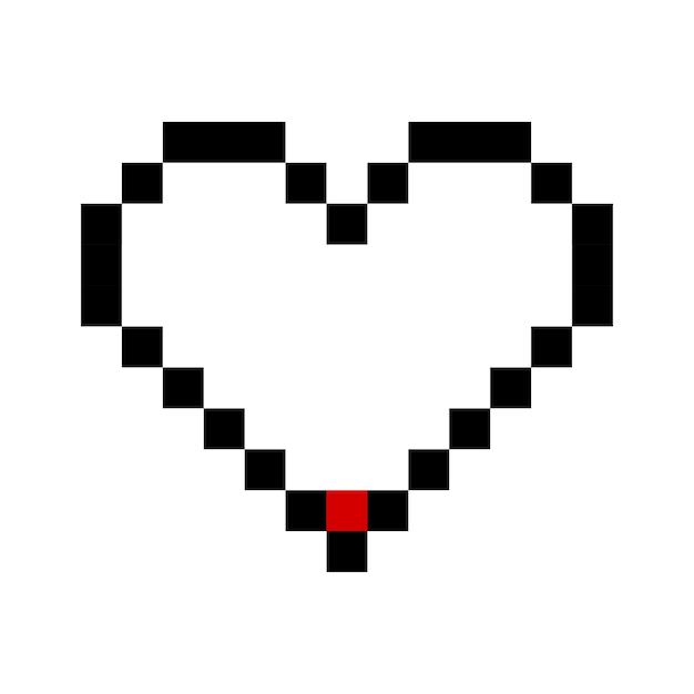 Icona del cuore pixelato vuoto Vuoto vuoto assenza di amore solitudine desiderio vacante emozioni simbolo digitale pixel art nostalgia retrò icona linea vettoriale per affari e pubblicità