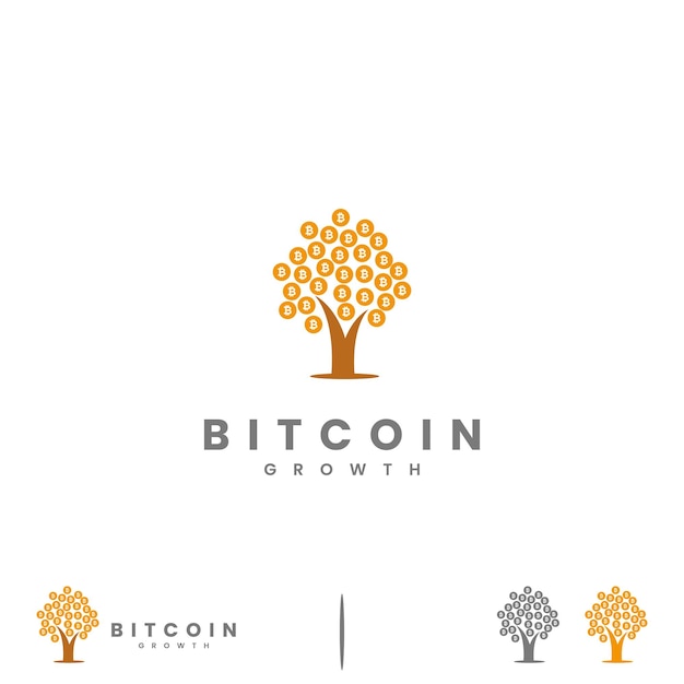 Icona del design del logo dell'albero di bitcoin bitcoin si combinano con il concetto di logo dell'albero