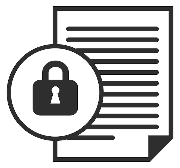Icona del documento bloccato Simbolo lineare di protezione della privacy
