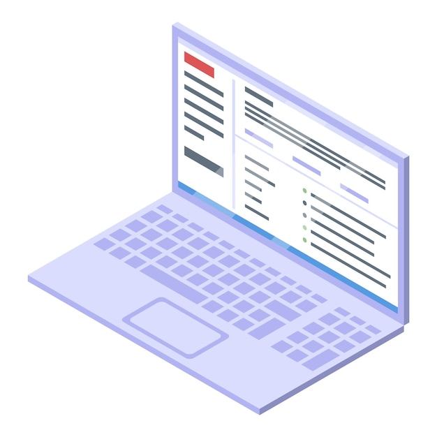 Icona del laptop di marketing Isometrica dell'icona vettoriale del laptop di marketing per il web design isolato su sfondo bianco