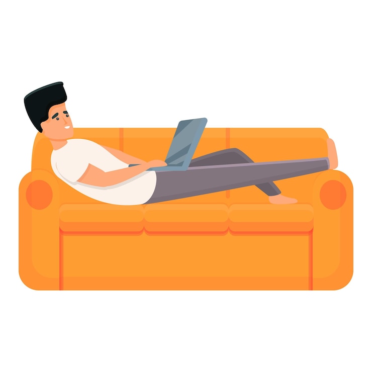Vettore icona del lavoro remoto del divano domestico cartoon di icona vettoriale del lavoro remoto del divano domestico per il web design isolato su sfondo bianco