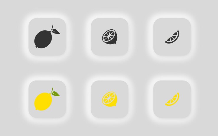 Icona del limone Simbolo dell'illustrazione degli agrumi Segno vettore di frutta