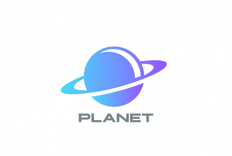 Vettore icona del logo del pianeta mondo. stile spazio negativo
