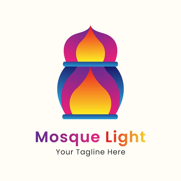 Icona del logo della luce della moschea con gradiente speciale del Ramadan e design dell'illustrazione