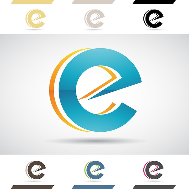 Icona del logo lucido astratto blu e arancione della lettera circolare E