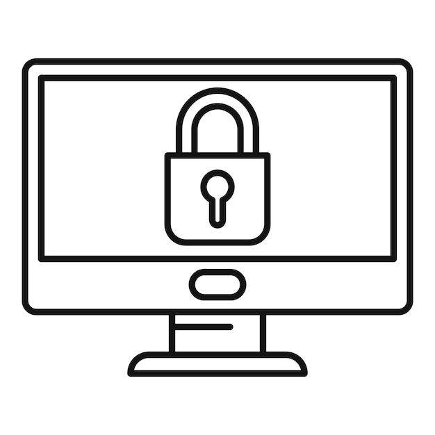 Icona del monitor protetto Icona vettoriale del monitor protetto per il web design isolata su sfondo bianco