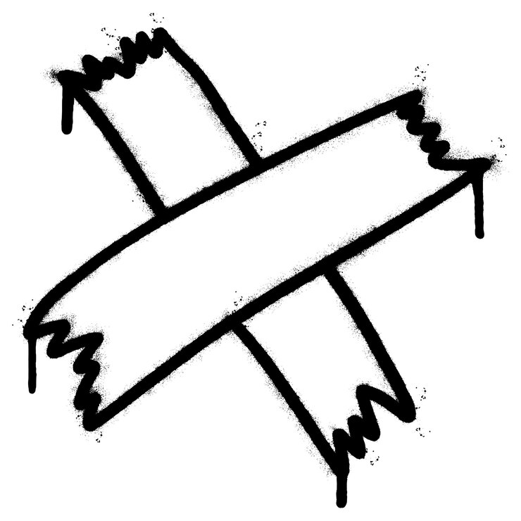 Vettore icona del nastro graffiti verniciato a spruzzo spruzzato isolato con uno sfondo bianco simbolo del nastro graffiti con spray sopra in nero su bianco