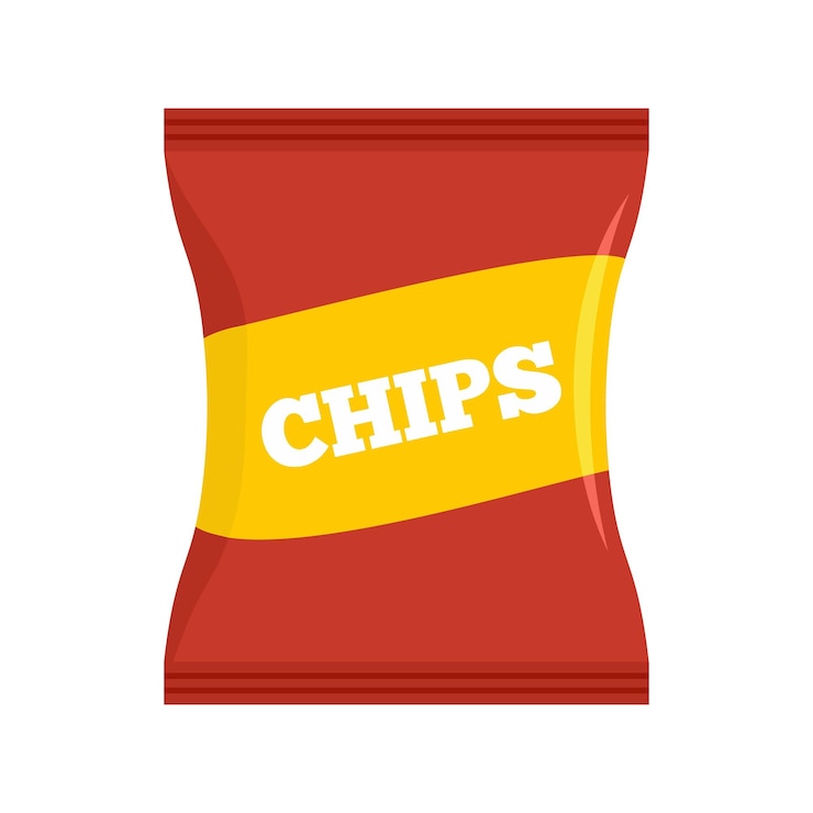 Vettore icona del pacchetto di chip rossi illustrazione piatta dell'icona vettoriale del pacchetto di chip rossi per il web design
