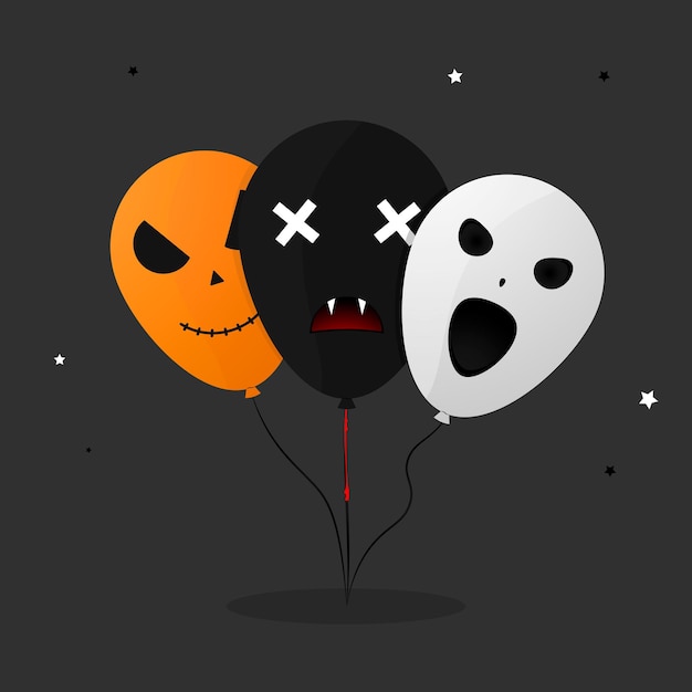 Icona del palloncino Simbolo di Halloween modello di design piatto illustrazione vettoriale della faccia spaventosa