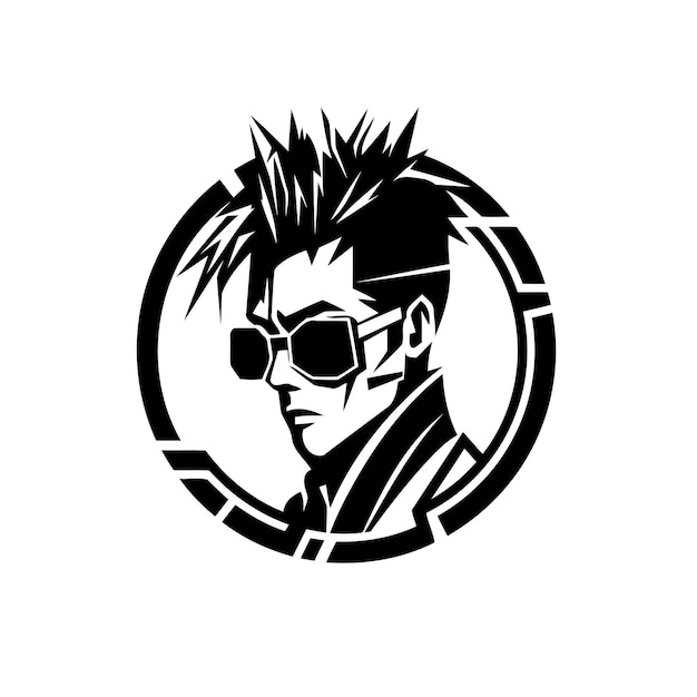 Icona del personaggio cyberpunk, una miscela dinamica di tecnologia e stile