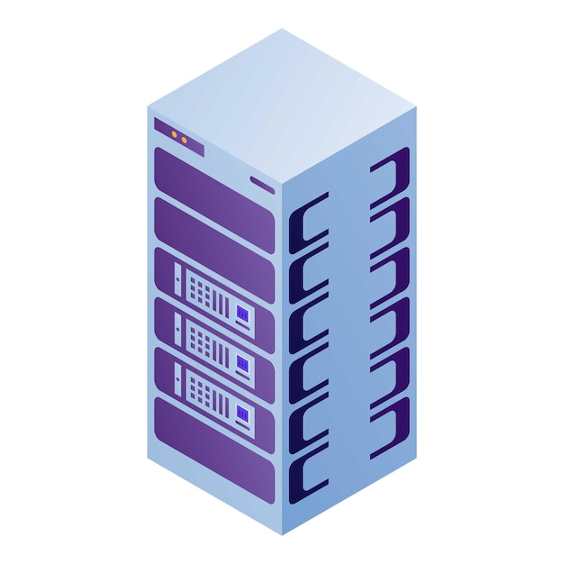Icona del rack del server Vista isometrica dell'icona vettoriale del rack del server per il web design isolato su sfondo bianco