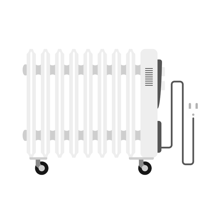 Vettore icona del radiatore del riscaldatore dell'olio illustrazione piatta dell'icona vettoriale del radiatore del riscaldatore dell'olio per il web design