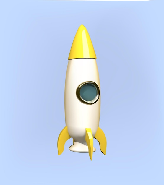 icona del razzo 3d cartone animato giallo navicella spaziale isolata illustrazione 3d navicella missilistica 3d