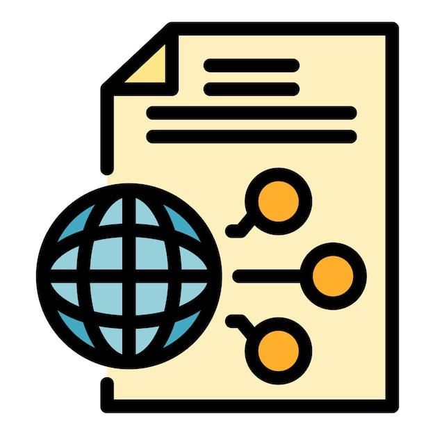 Icona del report dello schema globale Profilo dell'icona del vettore del report dello schema globale colore piatto isolato