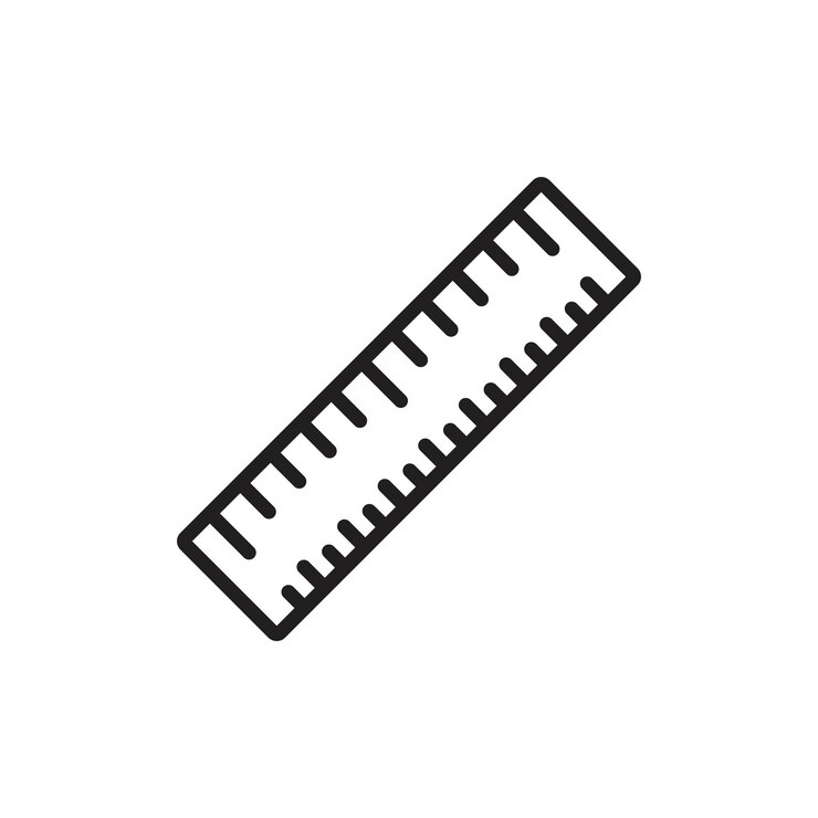 Vettore icona del righello arte piatta in bianco e nero isolata