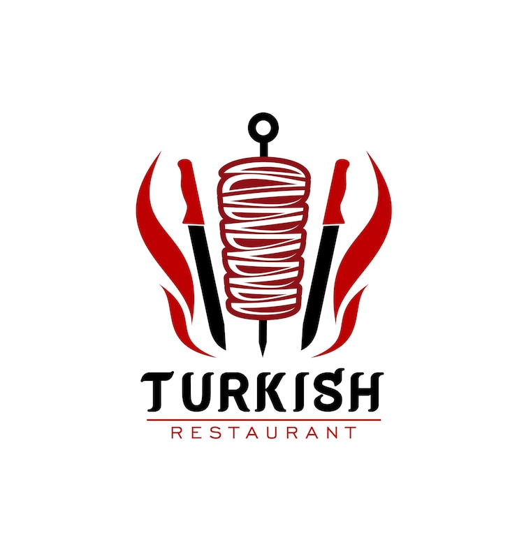 Vettore icona del ristorante di cucina turca con doner kebab