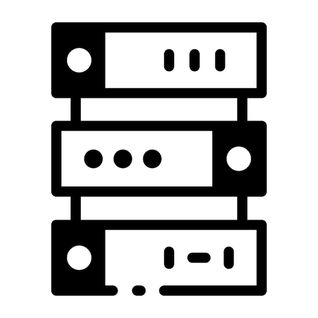 Icona del server del centro dati in stile glifo