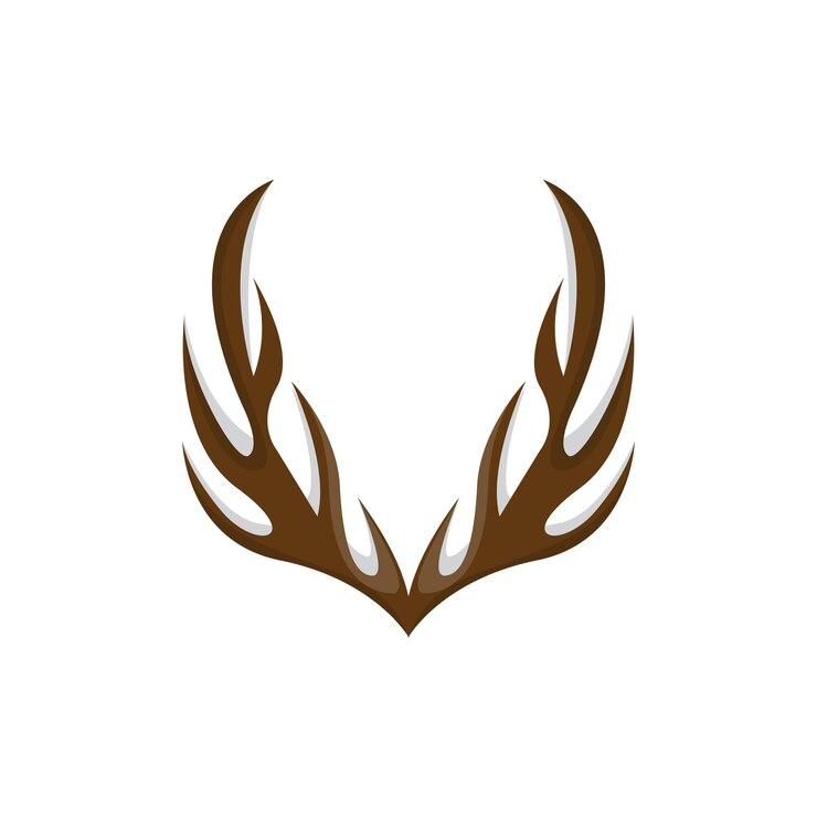 Vettore icona del simbolo dell'illustrazione del design semplice e minimalista del vettore animale del logo del corno di cervo