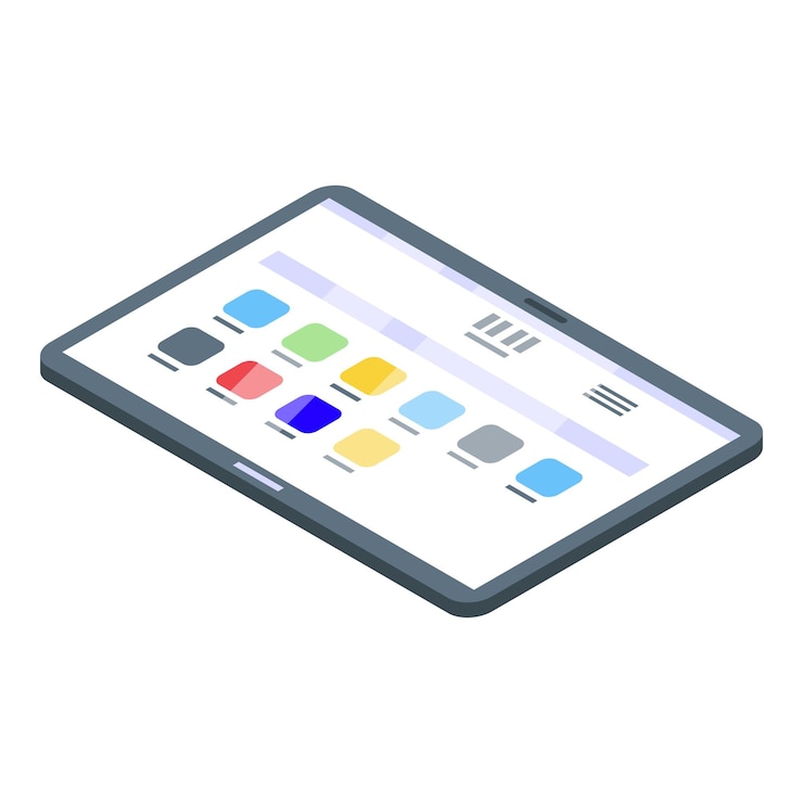 Vettore icona del sistema operativo del tablet isometrica dell'icona vettoriale del sistema operativo del tablet per il web design isolato su sfondo bianco