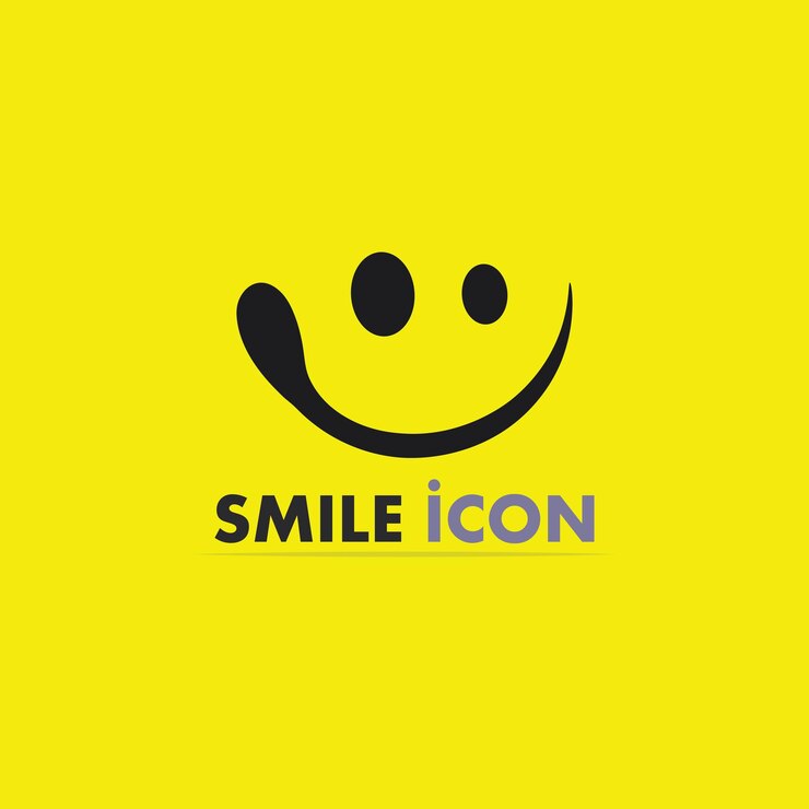 Icona del sorriso, sorriso, emoticon felice di disegno vettoriale del logo Affari, design divertente e felicità di emoji vettoriale