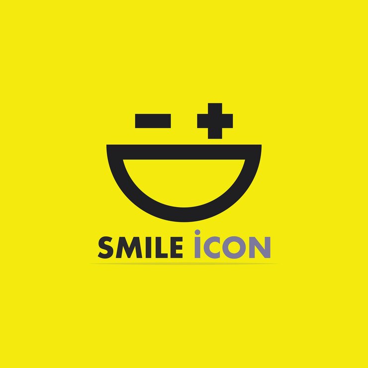 Icona del sorriso, sorriso, emoticon felice di disegno vettoriale del logo Affari, design divertente e felicità di emoji vettoriale