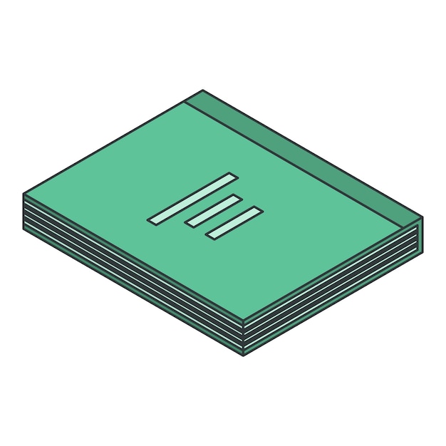 Icona del taccuino in carta verde Isometrica dell'icona vettoriale del taccuino in carta verde per il web design isolato su sfondo bianco